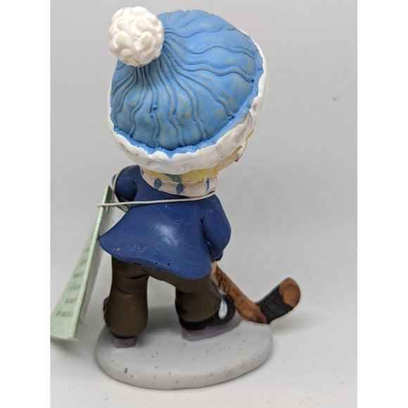 Vintage Tender Times Figurine Winter Boy Playing Hockey - Picture 3 of 5
